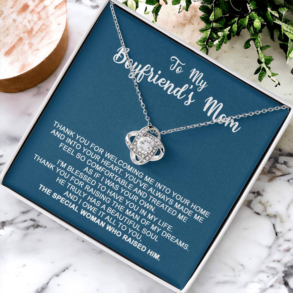 To My Boyfriend's Mom - I Owe It All To You - Necklace Christmas Gift For Boyfriends Mom Pendant Necklace Mothers Day Gift For Boyfr Love Knot Necklace