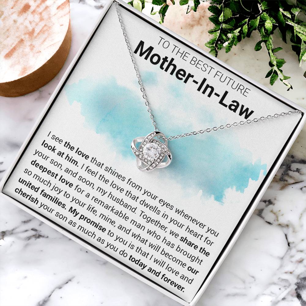 Gift For Future Mother-In-Law Shines From Love Knot Necklace Love Knot Necklace