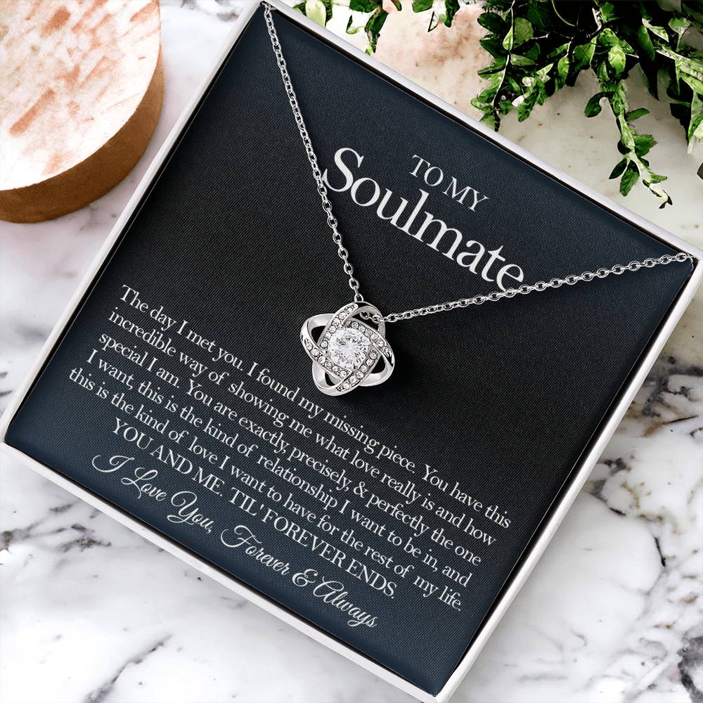 To My Soulmate Necklace Gift For Girlfriend From Boyfriend Girlfriend Birthday Anniversary Gift Love Knot Necklace
