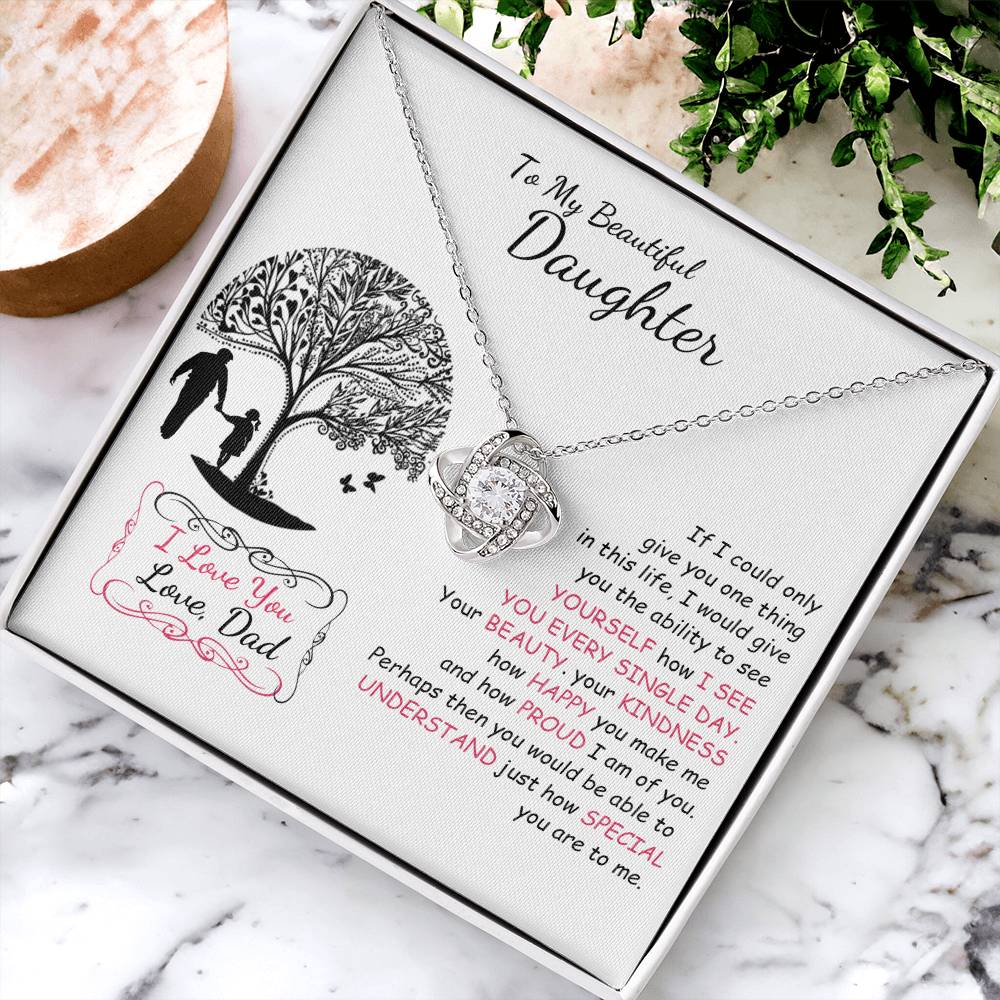 To My Beautiful Daughter Necklace Birthday Necklace For Girl Graduation Gifts For Her High School College Handmade Jewelry For Da Love Knot Necklace
