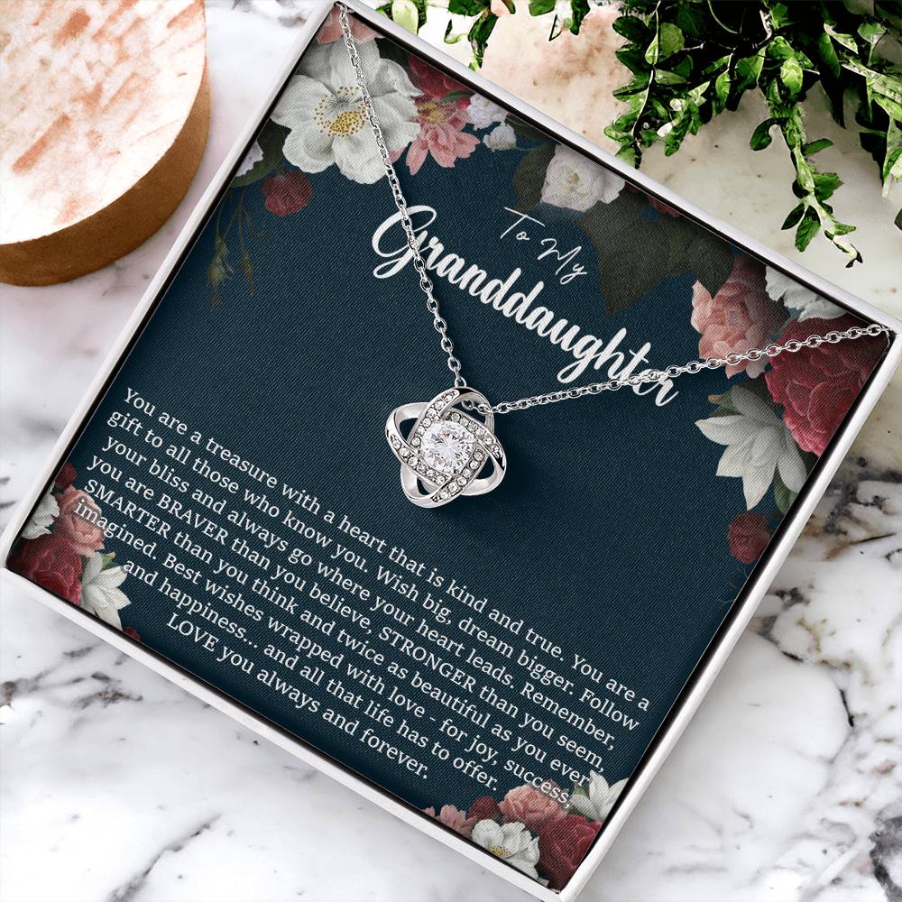 To My Granddaughter Necklace Granddaughter Gift From Grandma Birthday Graduation Gift Love Knot Necklace