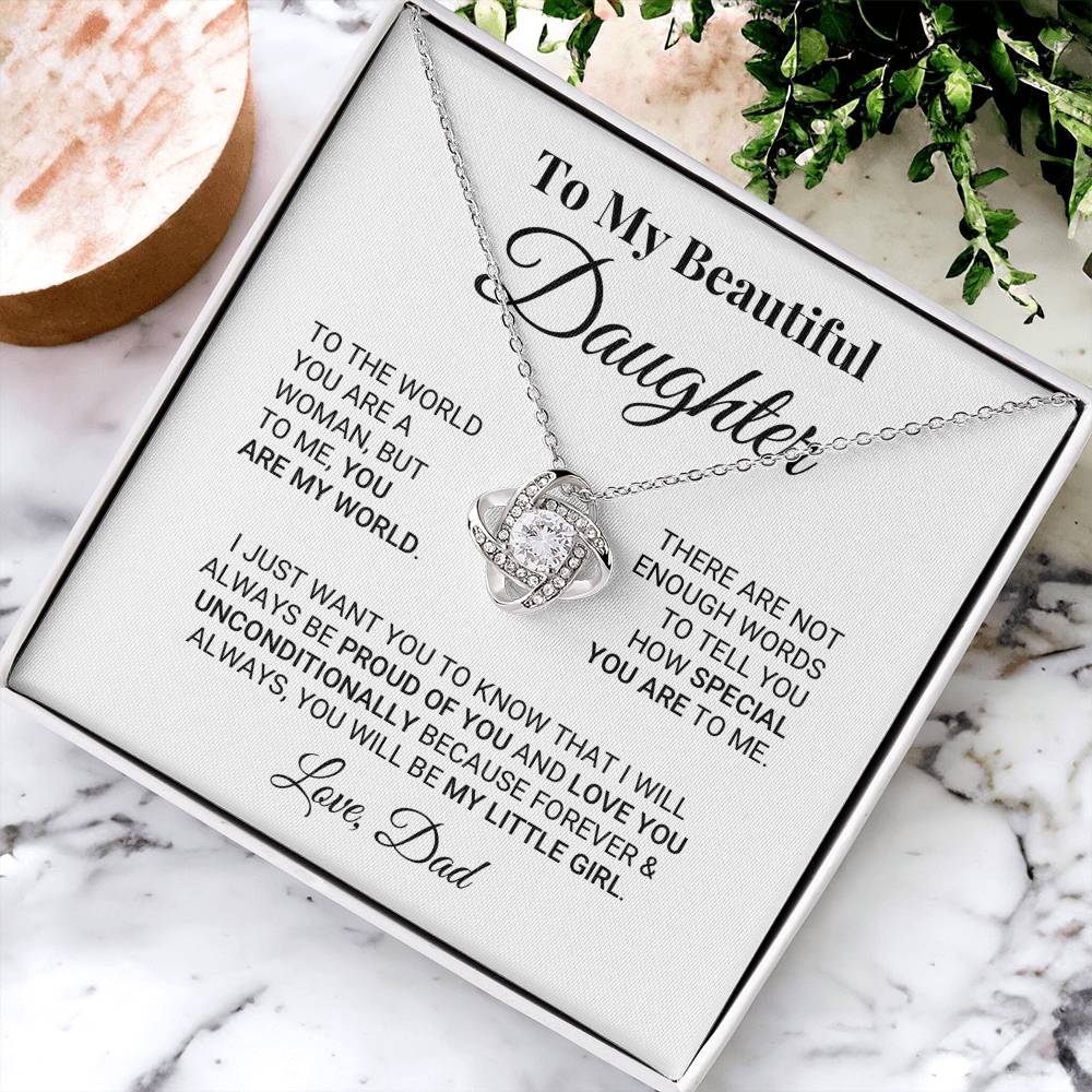 My Daughter My World Ne Love Knot Necklace