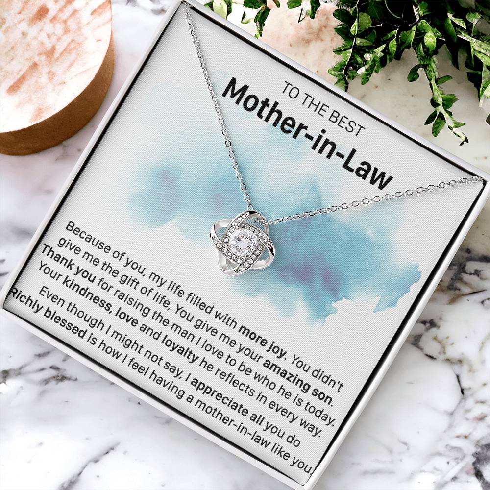 Gift For Mother-In-Law More Joy Reflect Love Knot Necklace Love Knot Necklace