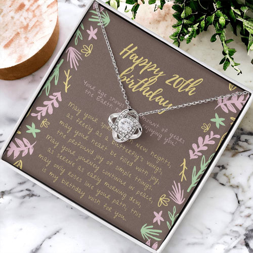 Happy 20Th Birthday Necklace Gifts For 20Th Birthday 20Th Birthday Gift For Her 20 Year Old Female Best Friend 20Th Birthd Love Knot Necklace