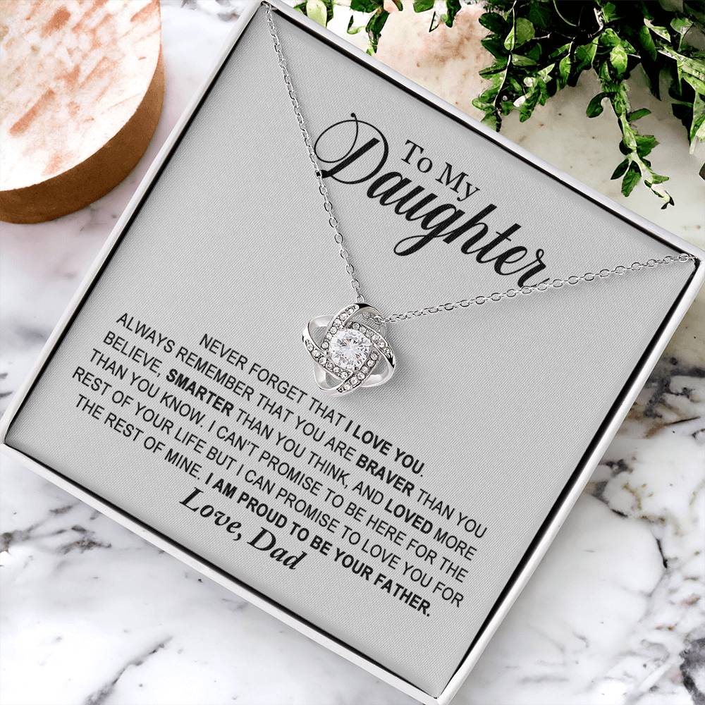 To My Daughter - Proud Of You - Necklace Love Knot Necklace