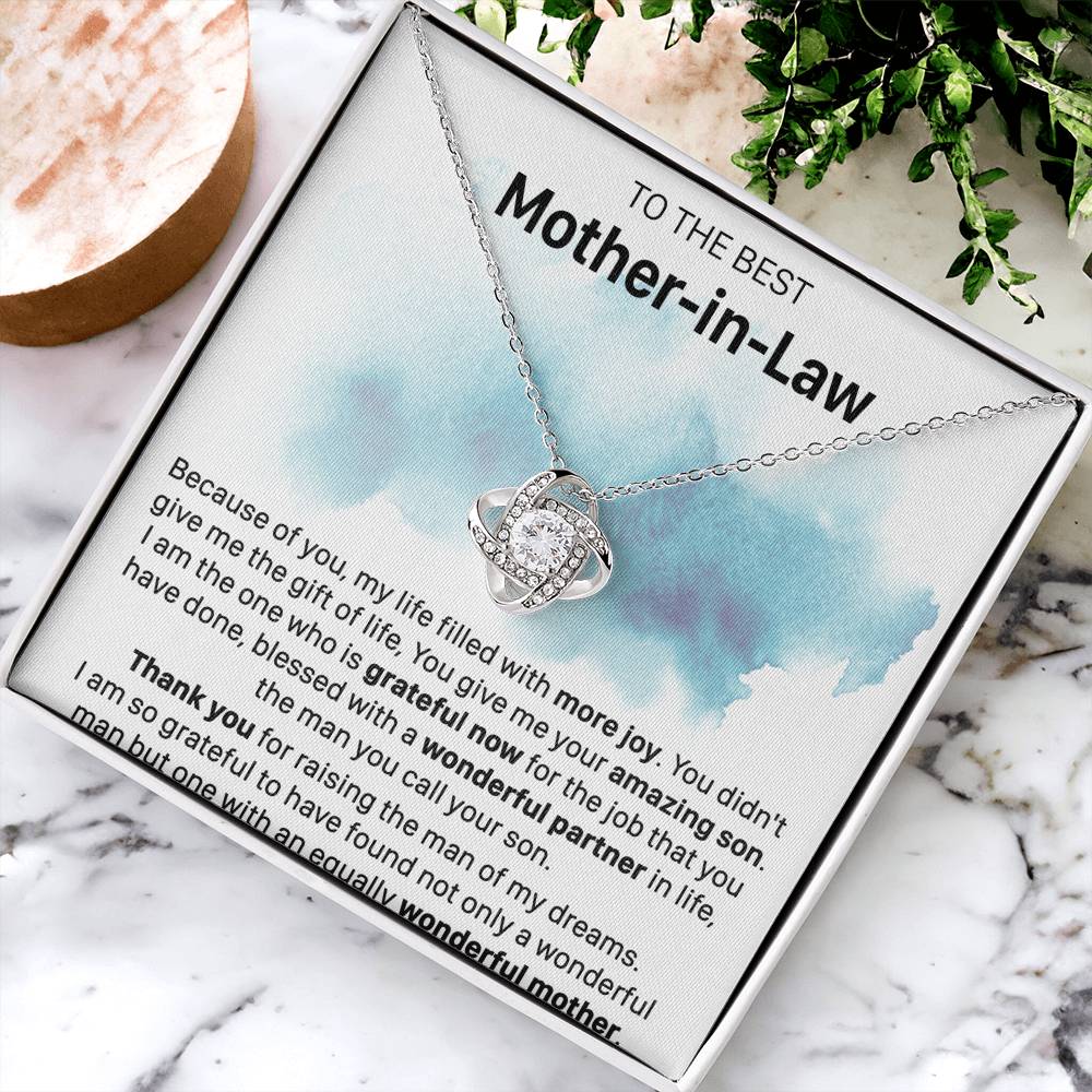 Gift For Mother-In-Law More Joy Grateful Now Love Knot Necklace Love Knot Necklace