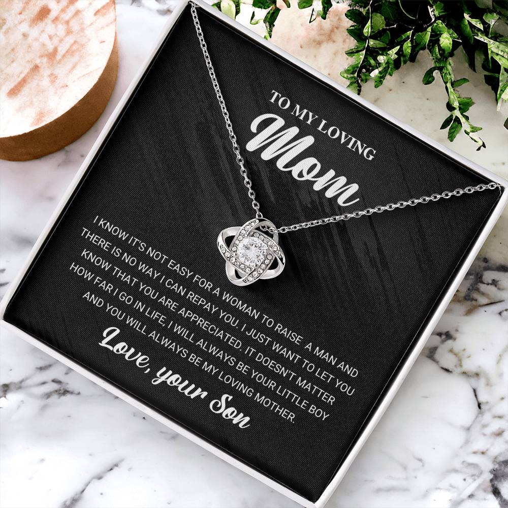 To My Loving Mom Necklace Gift For Mom From Son Mom Birthday Gift Mother's Da Love Knot Necklace