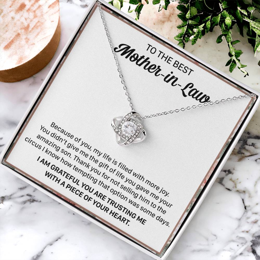 Gift For Mother-In-Law More Joy 3 Love Knot Necklace Love Knot Necklace