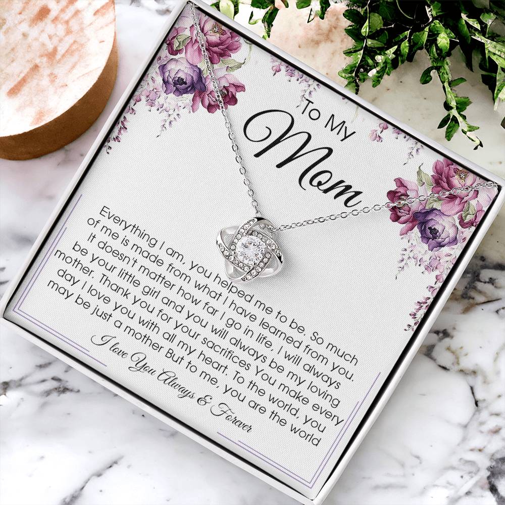 Gift For Mom From Daughter Or Son To My Mom Necklace Mother's Day Gift Mom Birthday Unique Message Card Gift Love Knot Necklace