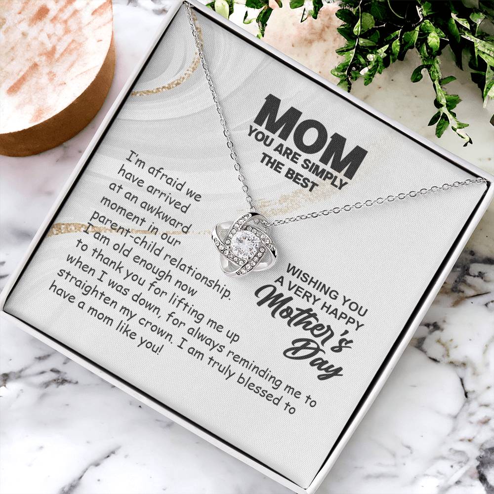 Simply The Best Mom-Love Knot Necklace Love Knot Necklace