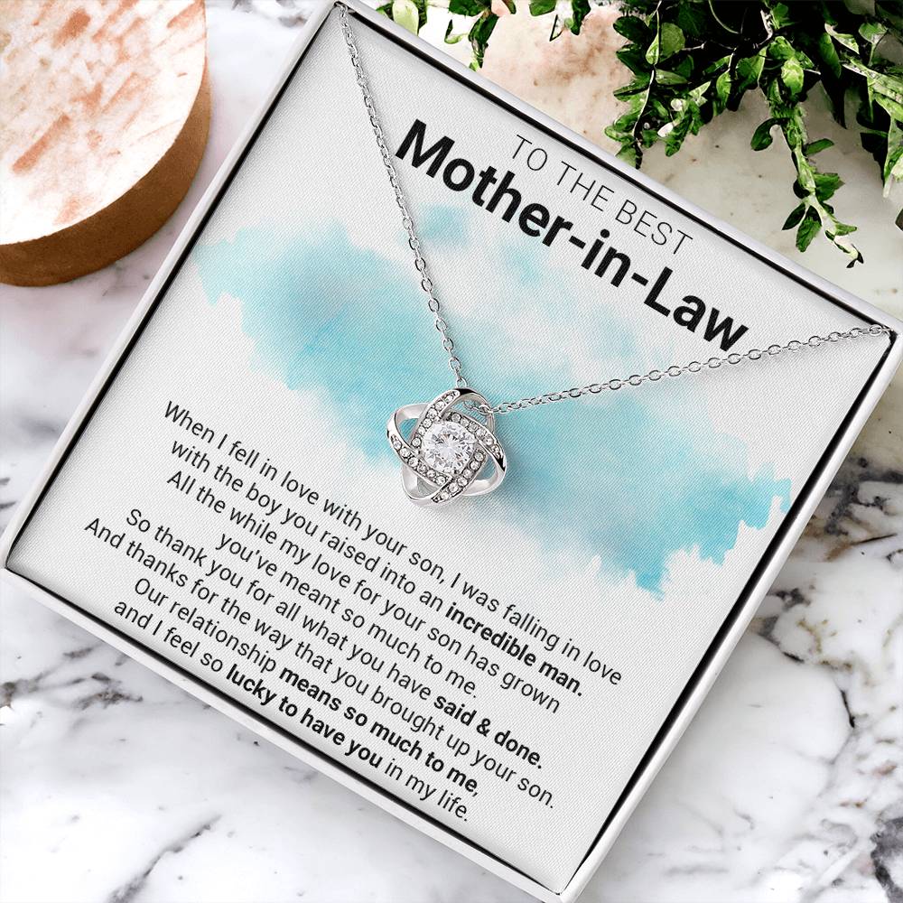 Gift For Mother-In-Law - Lucky To Have You - Love Knot Love Knot Necklace