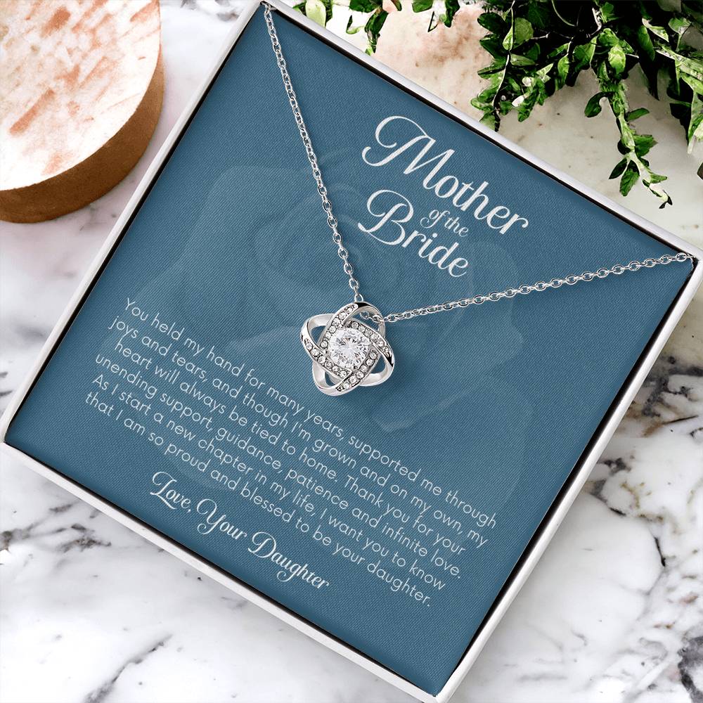 Mother Of The Bride Gift From Daughter Gift For Mom On Wedding Day Mom Gift From Daughter Mother Cross Necklace Jewelry Gift Love Knot Necklace