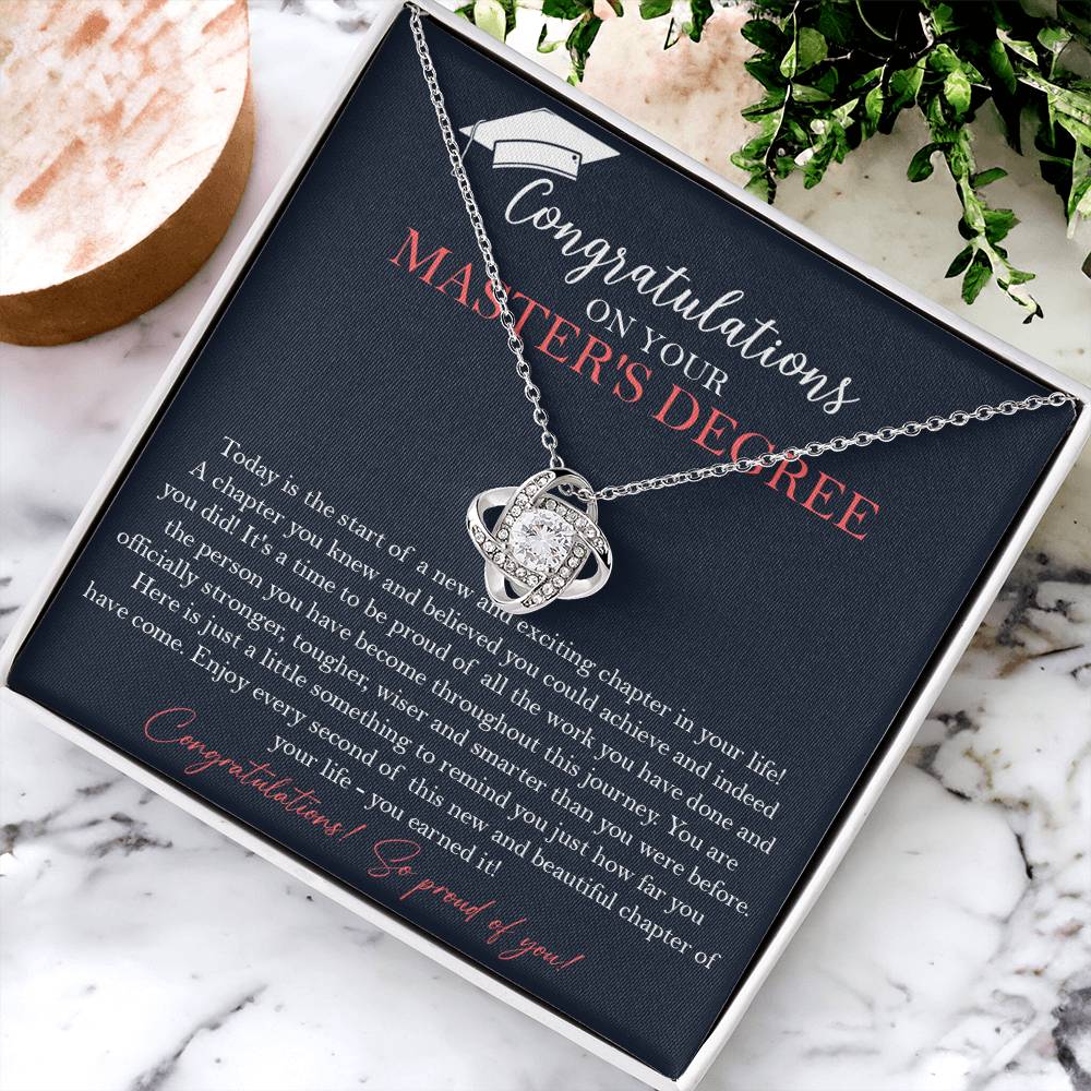 Master's Degree Graduation Gift Necklace Masters Graduation Gift Gift For Her Love Knot Necklace