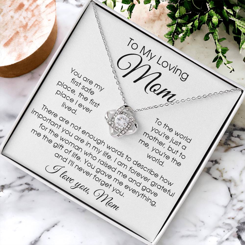 To My Loving Mom Necklace Gift For Mom From Daughter Or Son Sentimental Gift For Mother's Day Birthday Anniversary Love Knot Necklace
