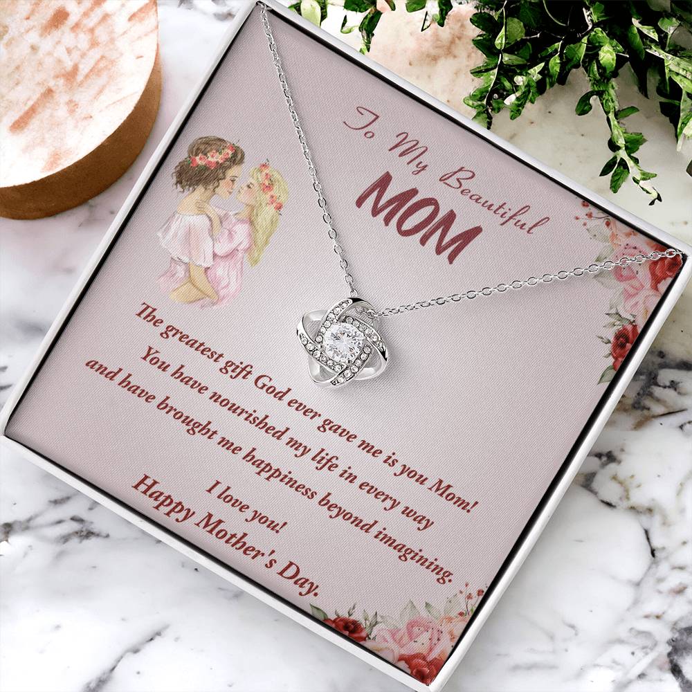Mother's Day Gift Necklace To Mom From Daughter Gift Necklace Love Knot Pendant Necklace For Mom Mother's Day Gifts Love Knot Necklace