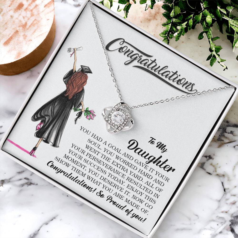 To My Daughter Graduation Gift Graduation Necklace For Her College Graduation Gift High School Senior Graduation Love Knot Necklace