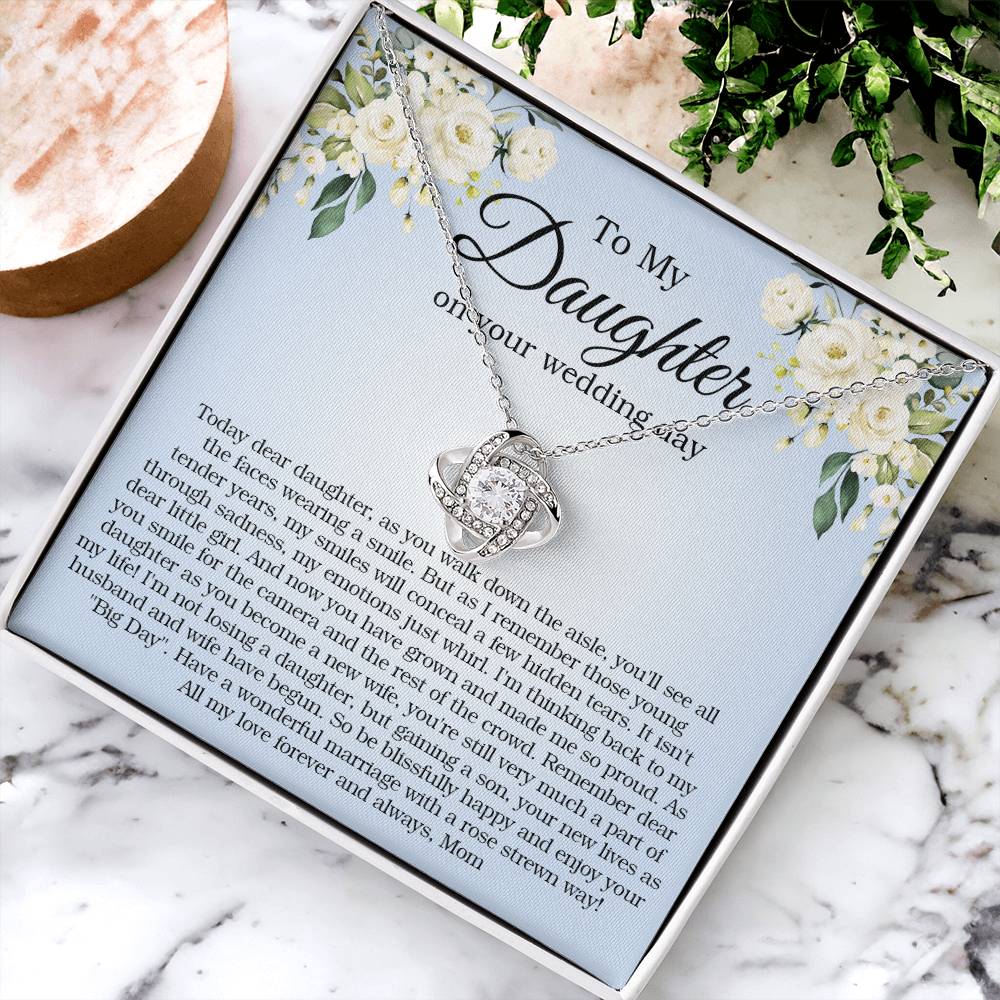 To My Daughter On Your Wedding Day Gift For Daughter On Wedding Day Bride Gift From Mom Daughter Wedding Necklace Love Knot Necklace