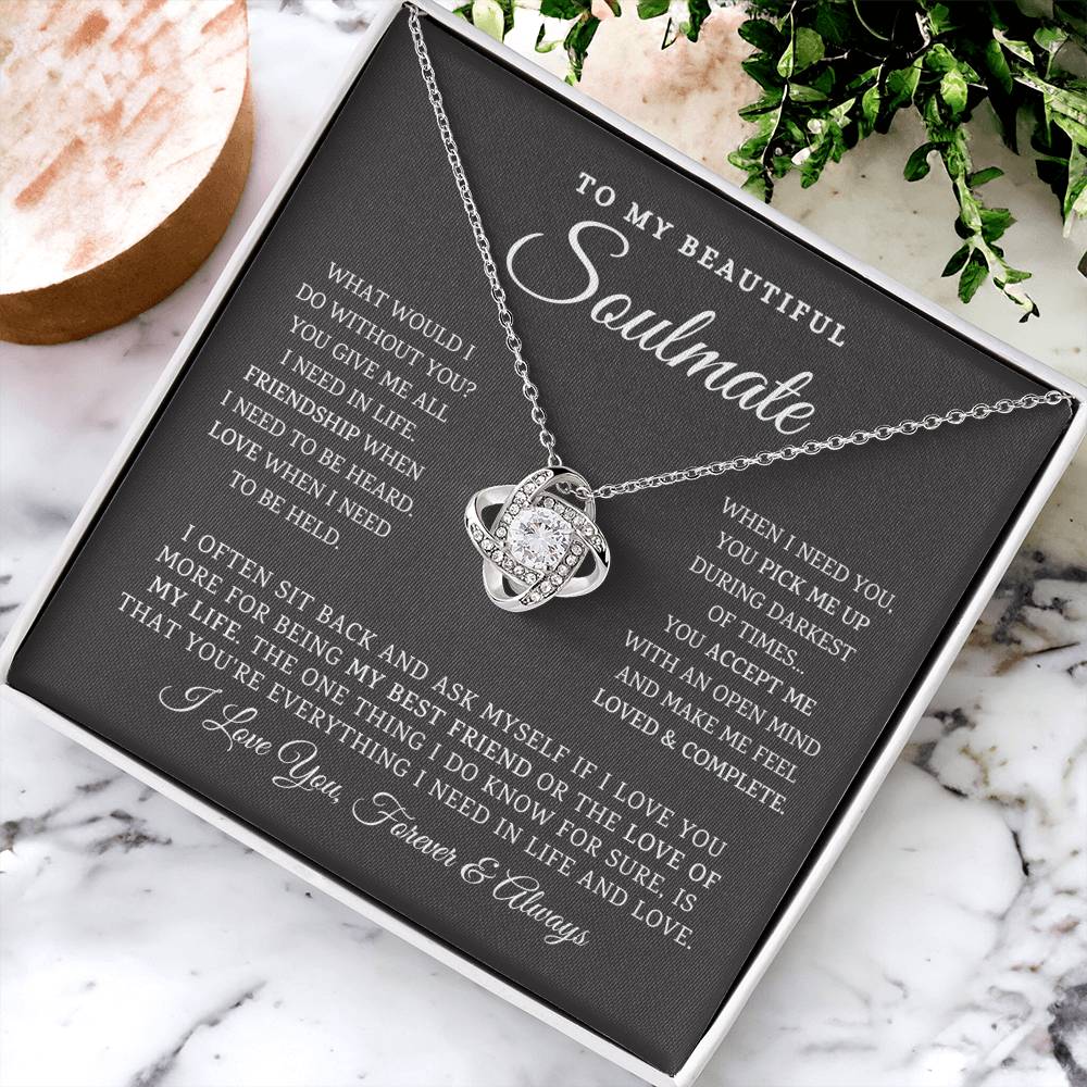 To My Beautiful Soulmate Necklace Gift For Girlfriend Anniversary Birthday Gift Sentimental Gift Love Knot Necklace