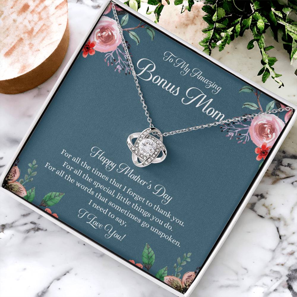 Bonus Mom Necklace Mothers Day Gift Daughter To Mom Gift Bonus Mom Step Mom Gift Present For Stepmom On Mothers Day Stepmom Necklace 1 Love Knot Necklace