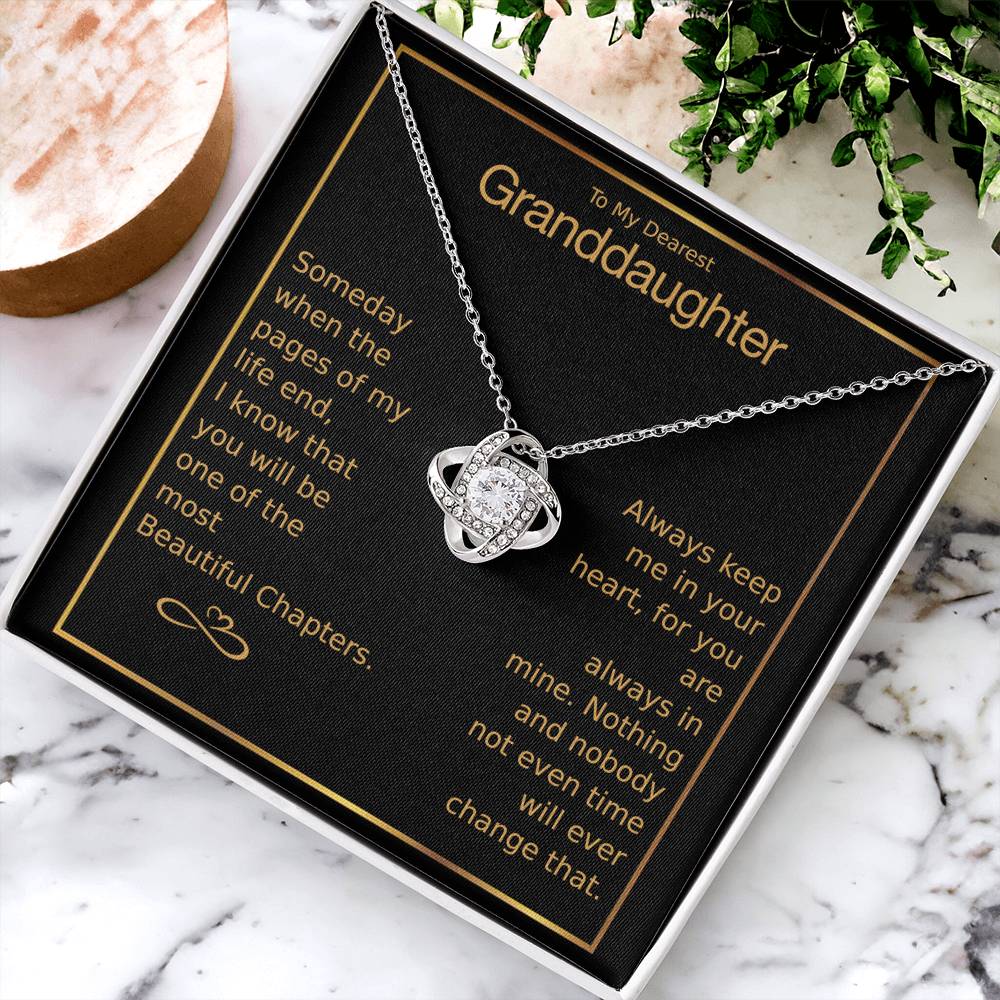 To My Dearest Granddaughter Love Knot Necklace Love Knot Necklace