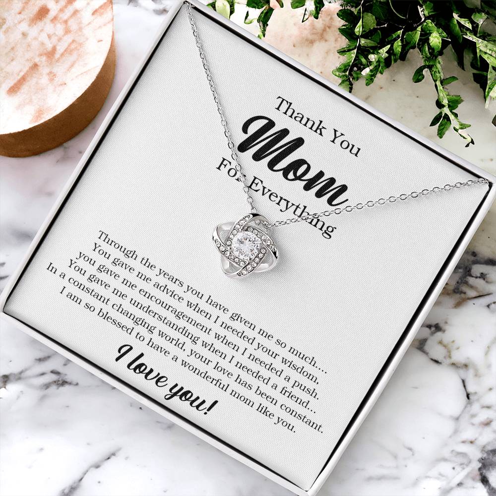 Thank You Mom Necklace Mother's Day Gift From Daughter Son To Mom Mom Necklace Mom Birthday Gift Love Knot Necklace