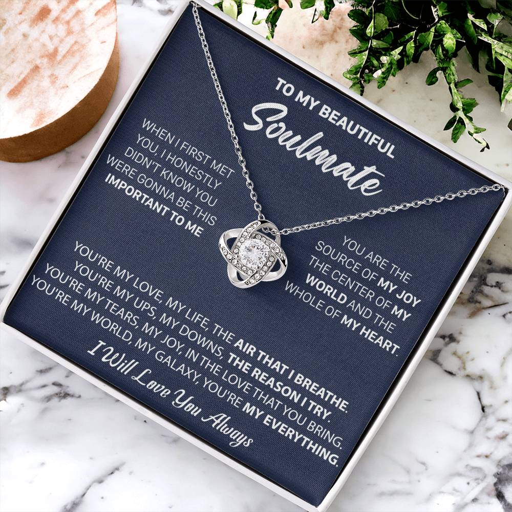 Gift For Your Soulmate - My Joy I Breath Love Knot Necklace Love Knot Necklace