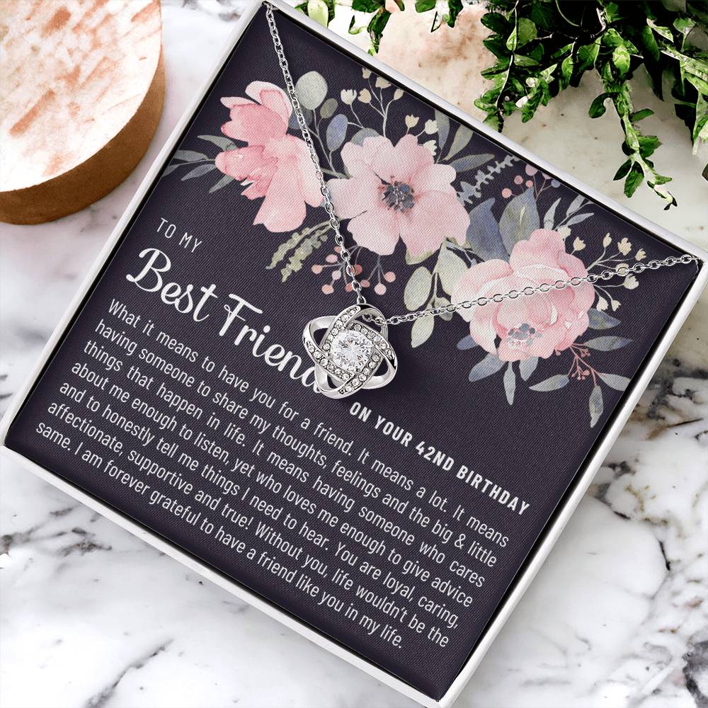 Gift For Best Friend 42Nd Birthday 42Nd Birthday Gift For Her Meaningful Best Friend 42Nd Birthday Necklace Unique Gifts 42Nd Bi Love Knot Necklace