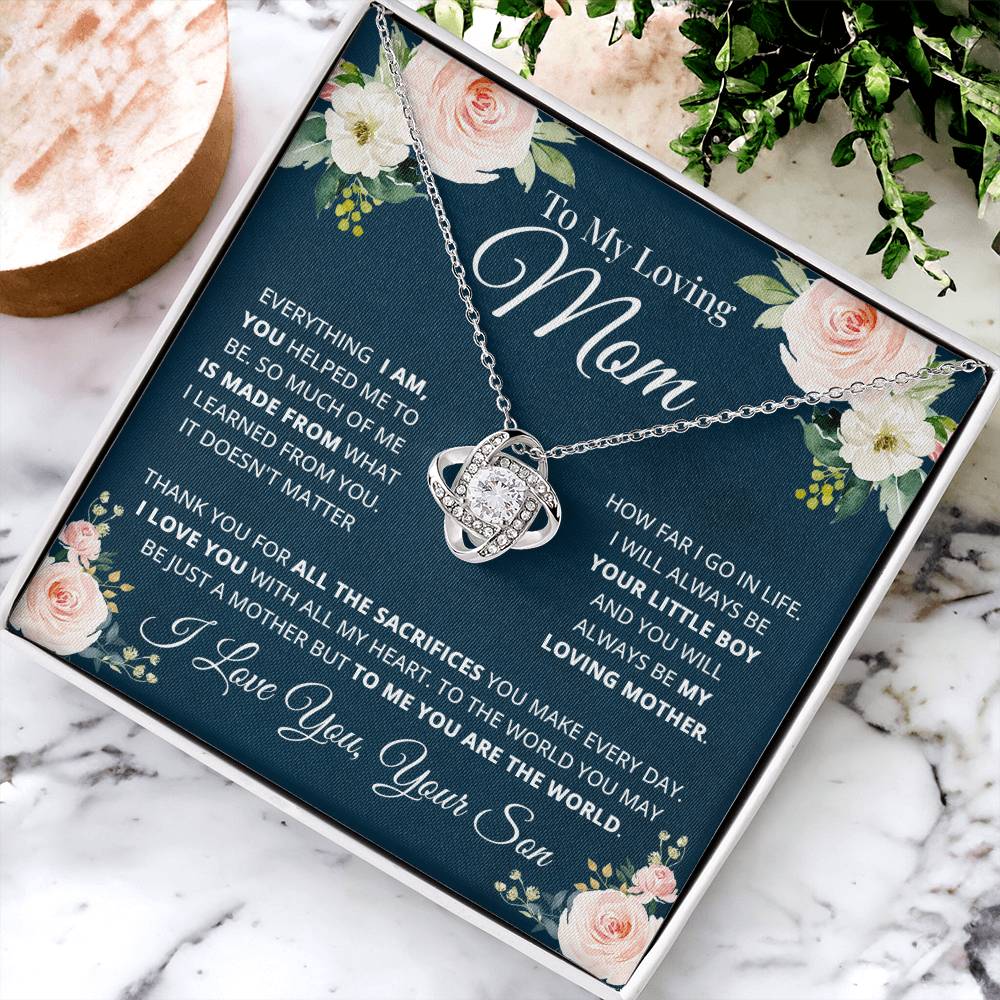 To My Loving Mom Necklace Gift For Mom From Son Mother's Day Gift Mom Birthday Present Love Knot Necklace