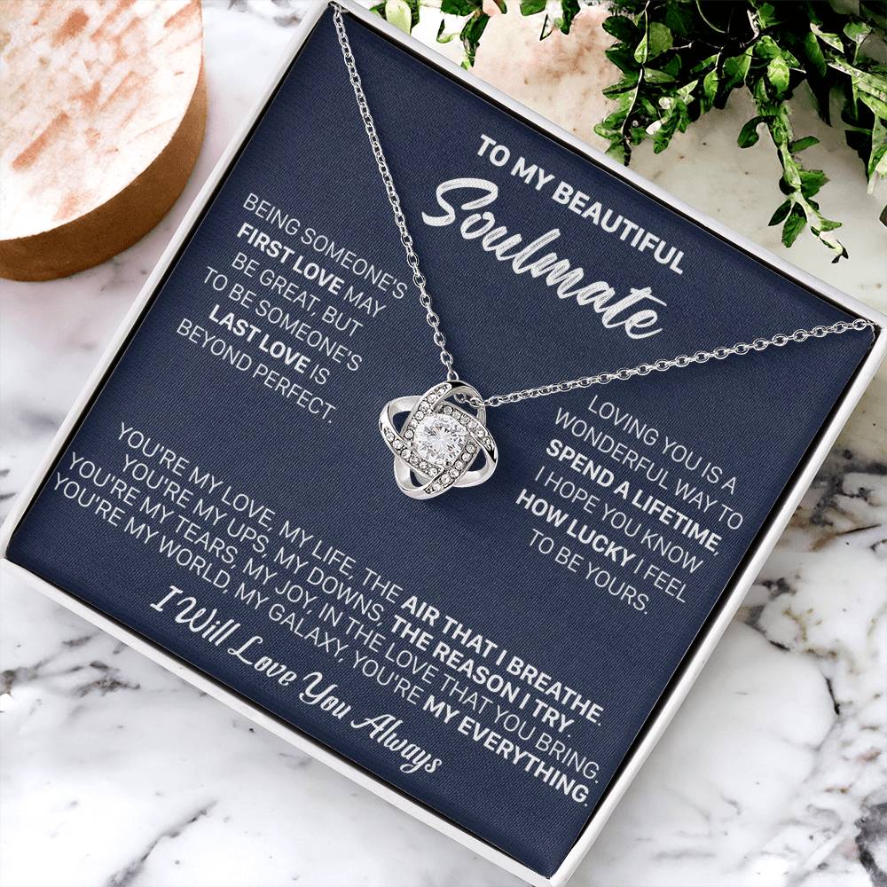 Gift For Your Soulmate - Being First I Breath Love Knot Necklace Love Knot Necklace