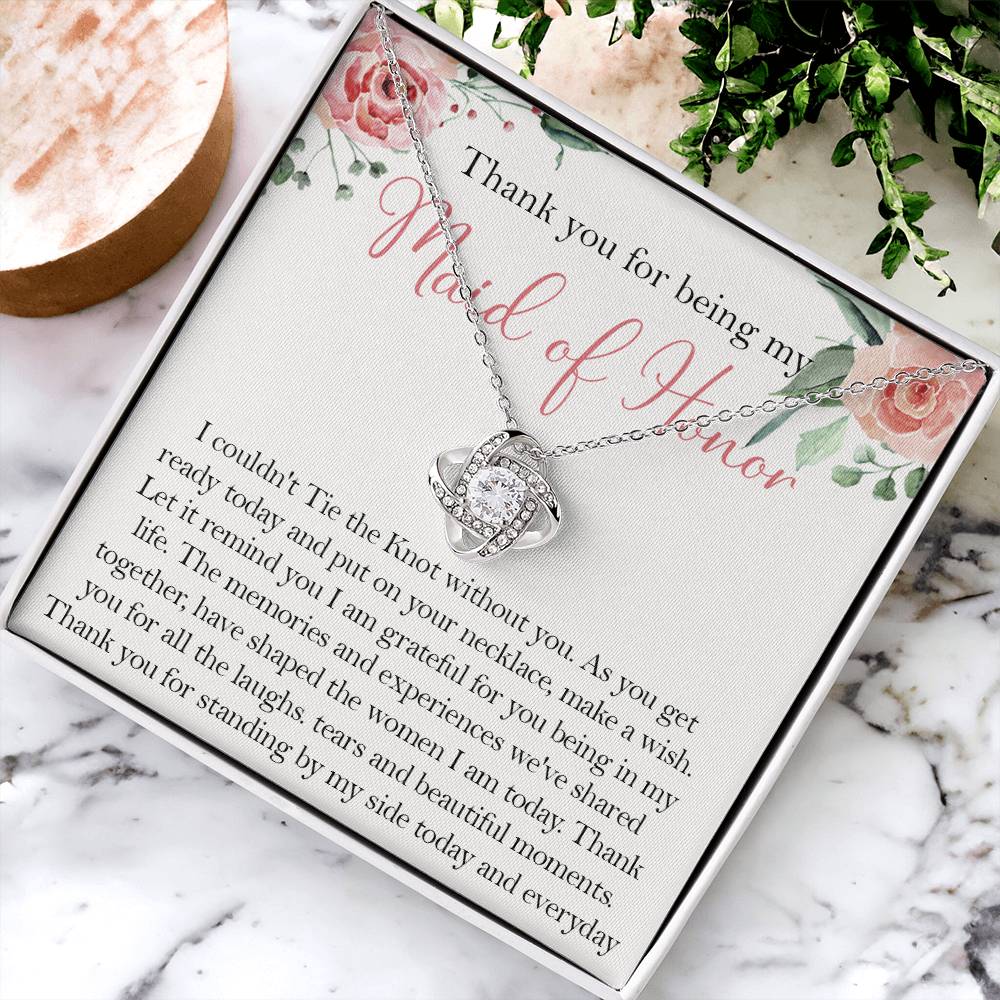 Maid Of Honor Wedding Day Gift Maid Of Honor Necklace Gift Maid Of Honor Gift From Love Knot Necklace