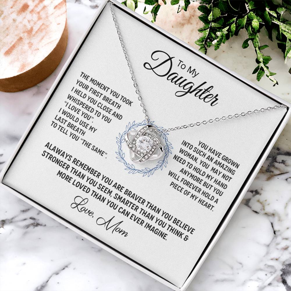 14K White Gold To My Beautiful Daughter - Love Knot Necklace