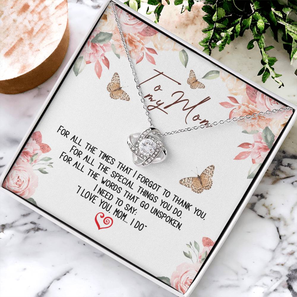 To My Mom Message Card Necklace Gift Necklace For Mom Birthday Gift Necklace For Mom To Mom From Daughter Mom Gift Fr Love Knot Necklace