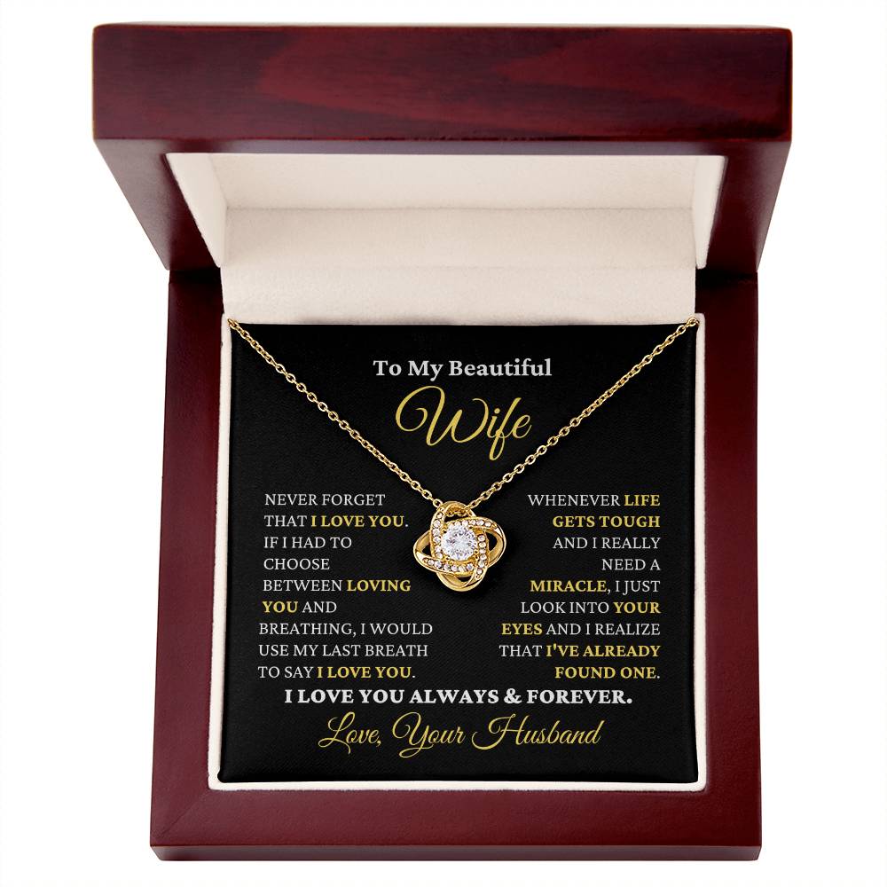 Gift For Wife I Just Look Into Your Eyes Necklace Love Knot Necklace