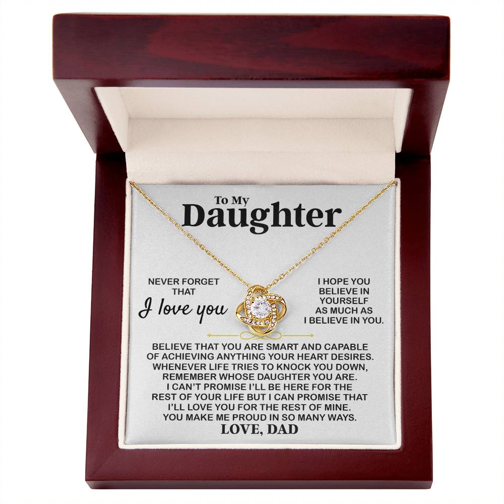 To My Daughter, I Hope You, Gift For Daughter From Dad, Love Knot Necklace Love Knot Necklace