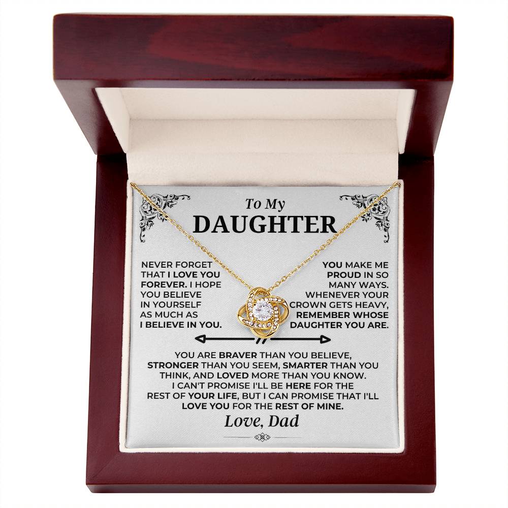 To My Daughter - Love Dad - Beautiful Gift Set - Love Knot Necklace