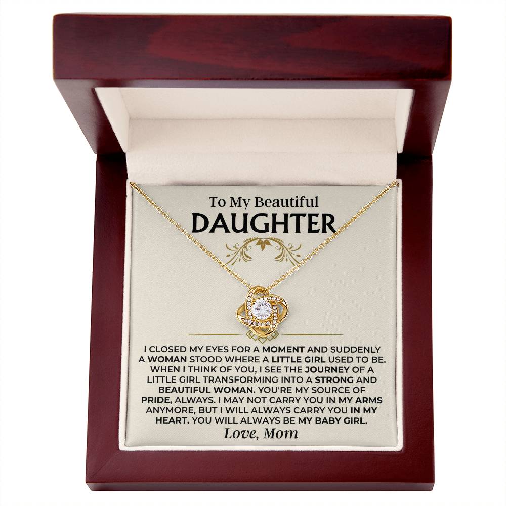 To My Beautiful Daughter - Mom - Love Knot Necklace