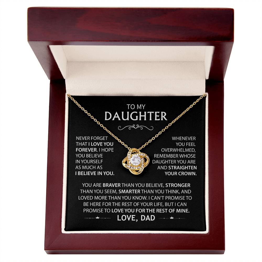 To My Daughter - Never Forget That I Love You Forever Love Knot Necklace