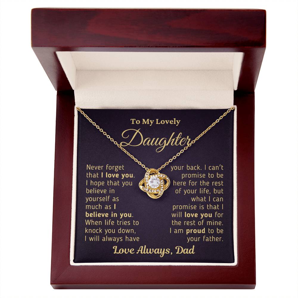 Gift For Daughter Proud To Be Your Father Gold Necklace Love Knot Necklace