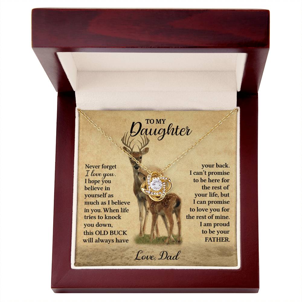 Gift For Daughter Never Forget I Love You Love Dad Necklace (Deer) Love Knot Necklace