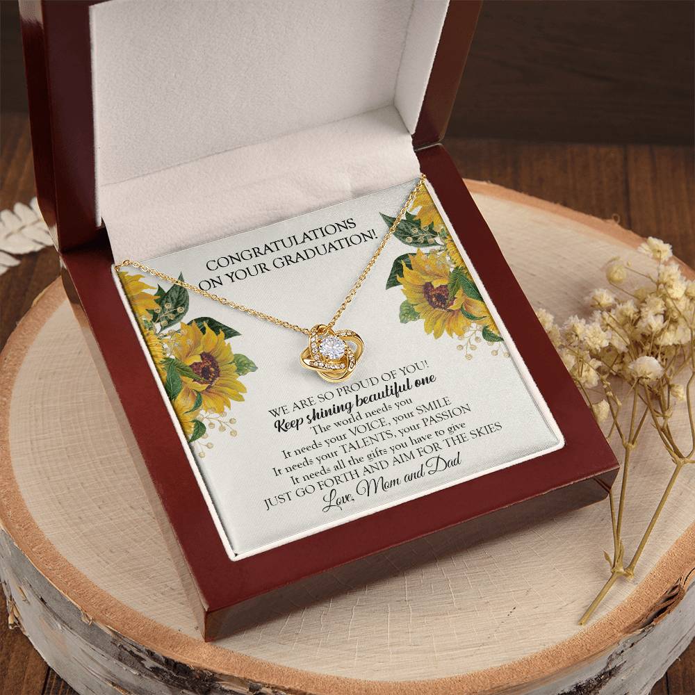 To Our Daughter Graduation Necklace Graduation Gift For Daughter From Mom & Dad Love Knot Necklace