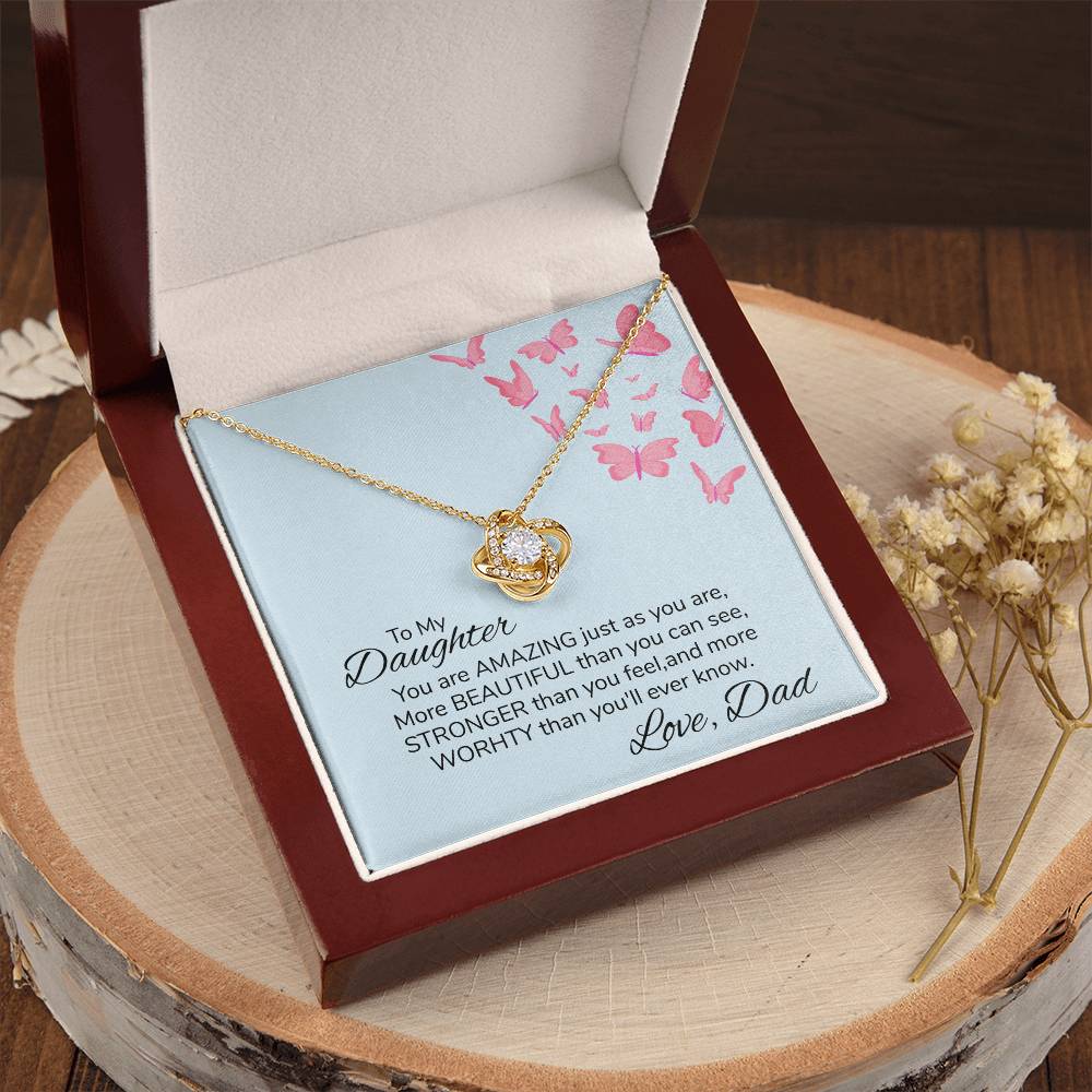 To My Daughter Necklace Gift From Dad Mothers Day Gift For Daughter From Father Sentimental Jewelry Gifts For Dad Love Knot Necklace