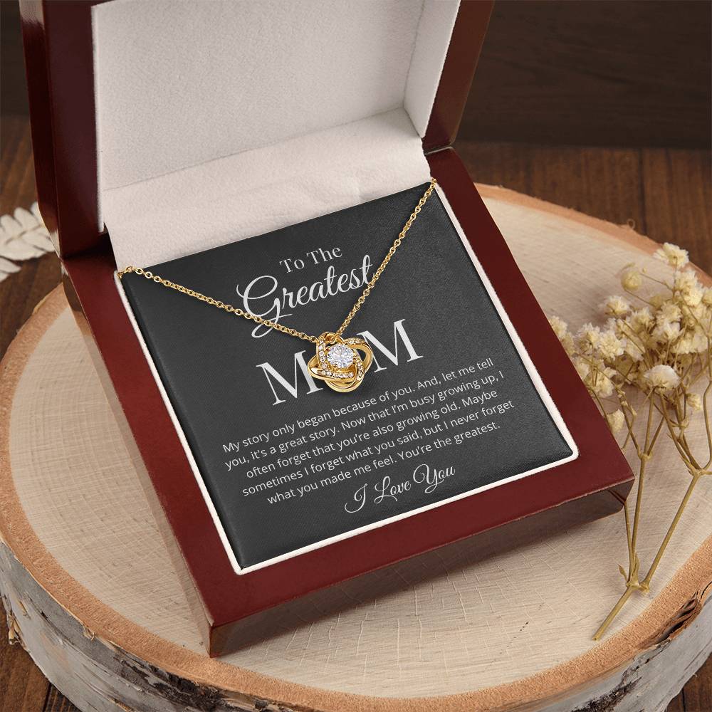 My Story Began Because Of You Love Knot Necklace