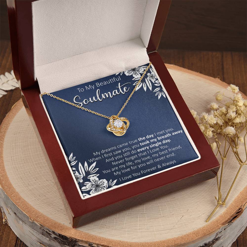 Gift For Your Soulmate - My Dreams Navy Flower Love Knot Necklace Love Knot Necklace