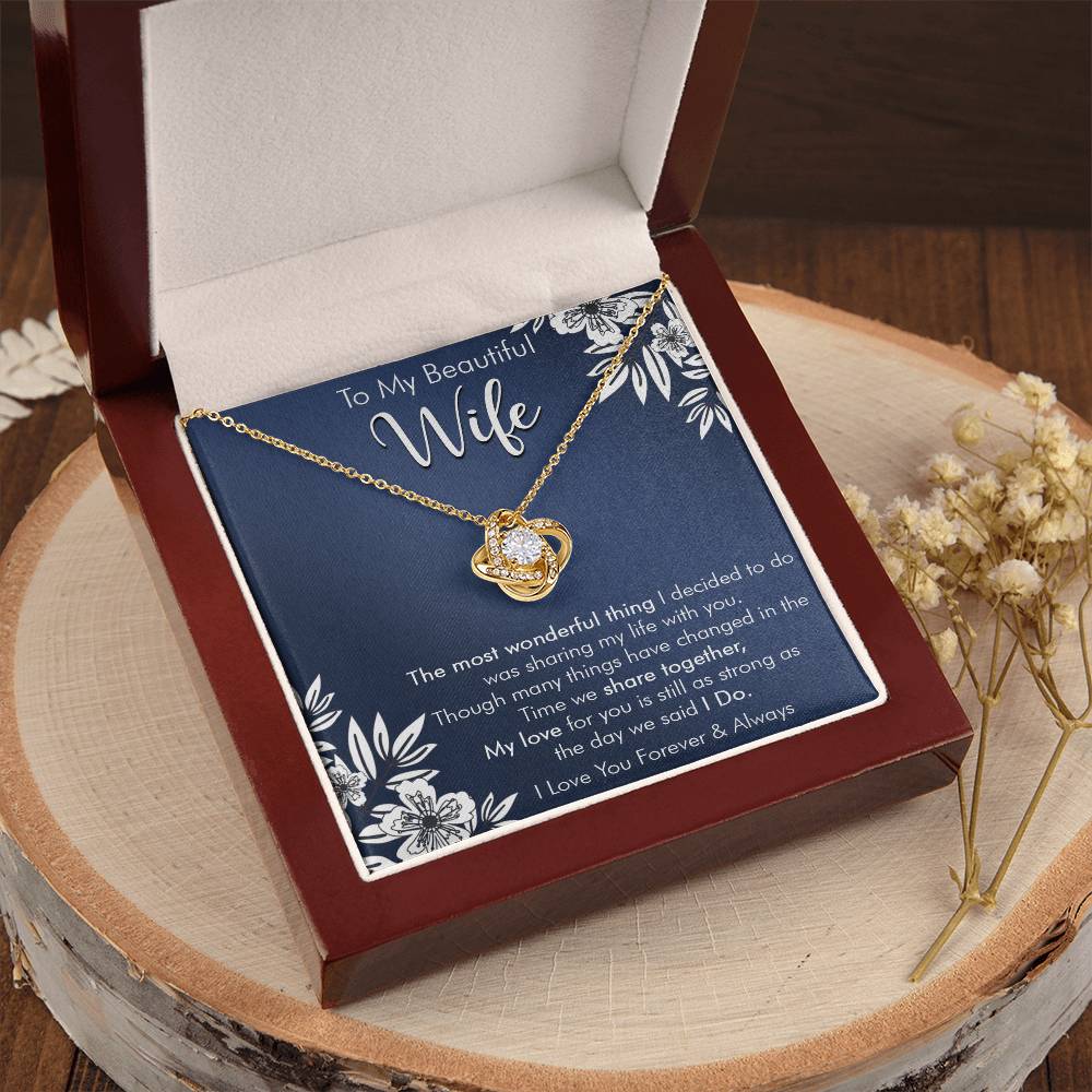 Gift For Wife I Do Navy Flower Love Knot Necklace Love Knot Necklace