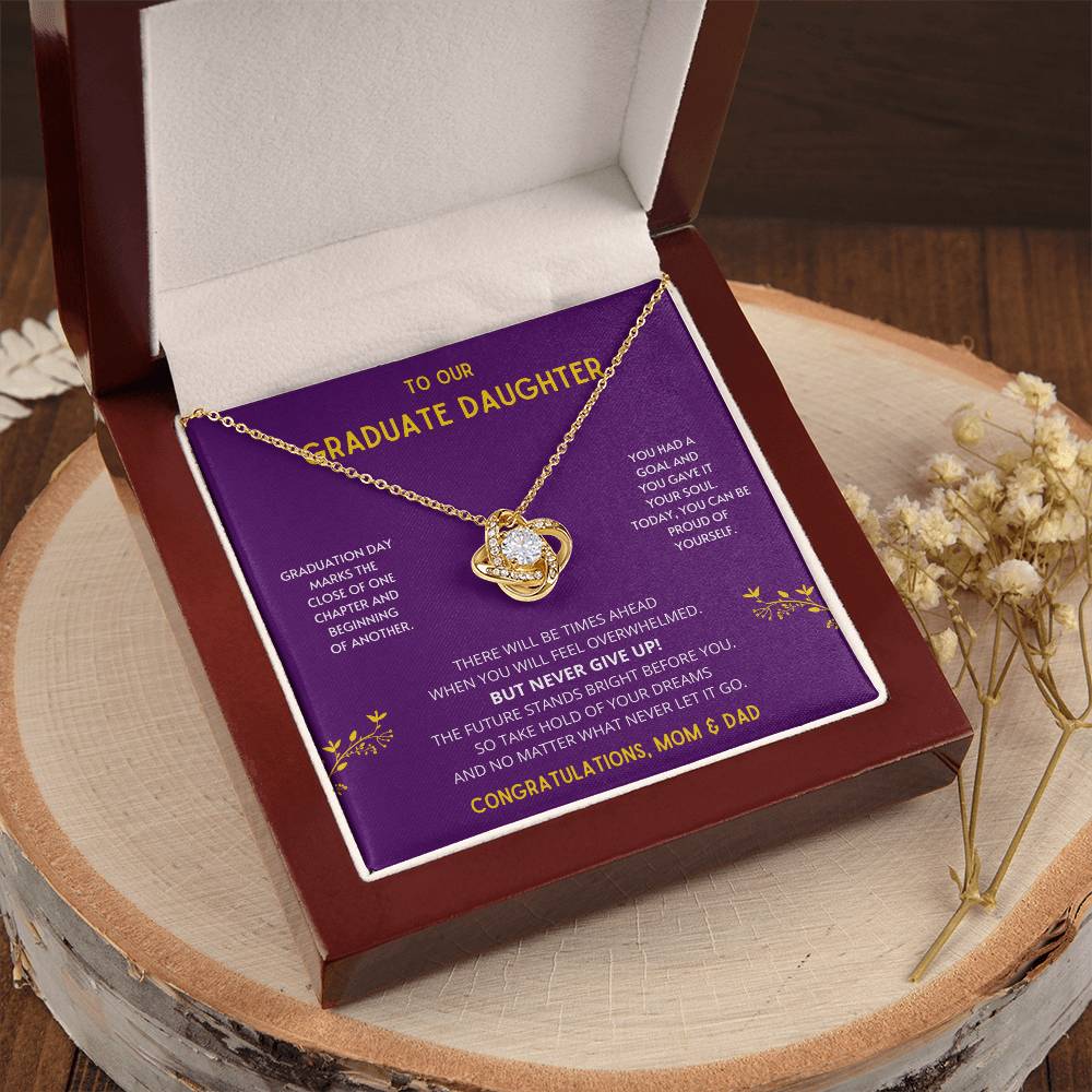 The Future Stands Bright Before You! Graduate Daughter - Necklace College Graduation Gift For Her High School Sen Love Knot Necklace