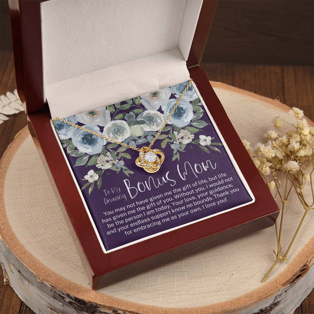Bonus Mom Necklace Mothers Day Gift Daughterson To Mom Gift Bonus Mom Step Mom Gift Present For Stepmom On Mothers Day Stepmom Gift Love Knot Necklace