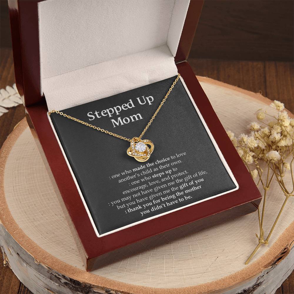 To My Beautiful Mom - Heart Melt Message Love Knot Necklace 1 Love Knot Necklace
