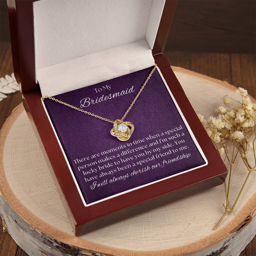 Bridesmaid For A Day Friends For Life(2) Love Knot Necklace