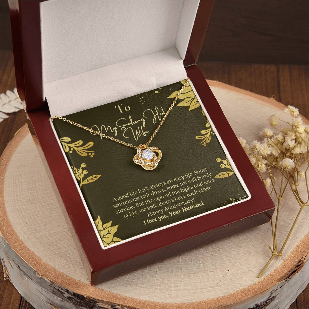 Happy Anniversary To Wife With Message Card From Husband To Wife Happy Anniversary Gift Jewelry For Wife Necklace Gift Fo Love Knot Necklace