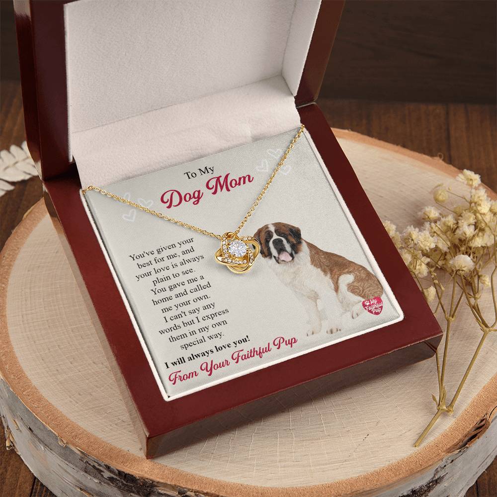 Saint Bernard Necklace Gift For Lab Mom Gift For Dog Lover Dog Mom Gift Golden Lab Gift Labrador Mom Pet Parent Jewelry St. Bernard Love Knot Necklace